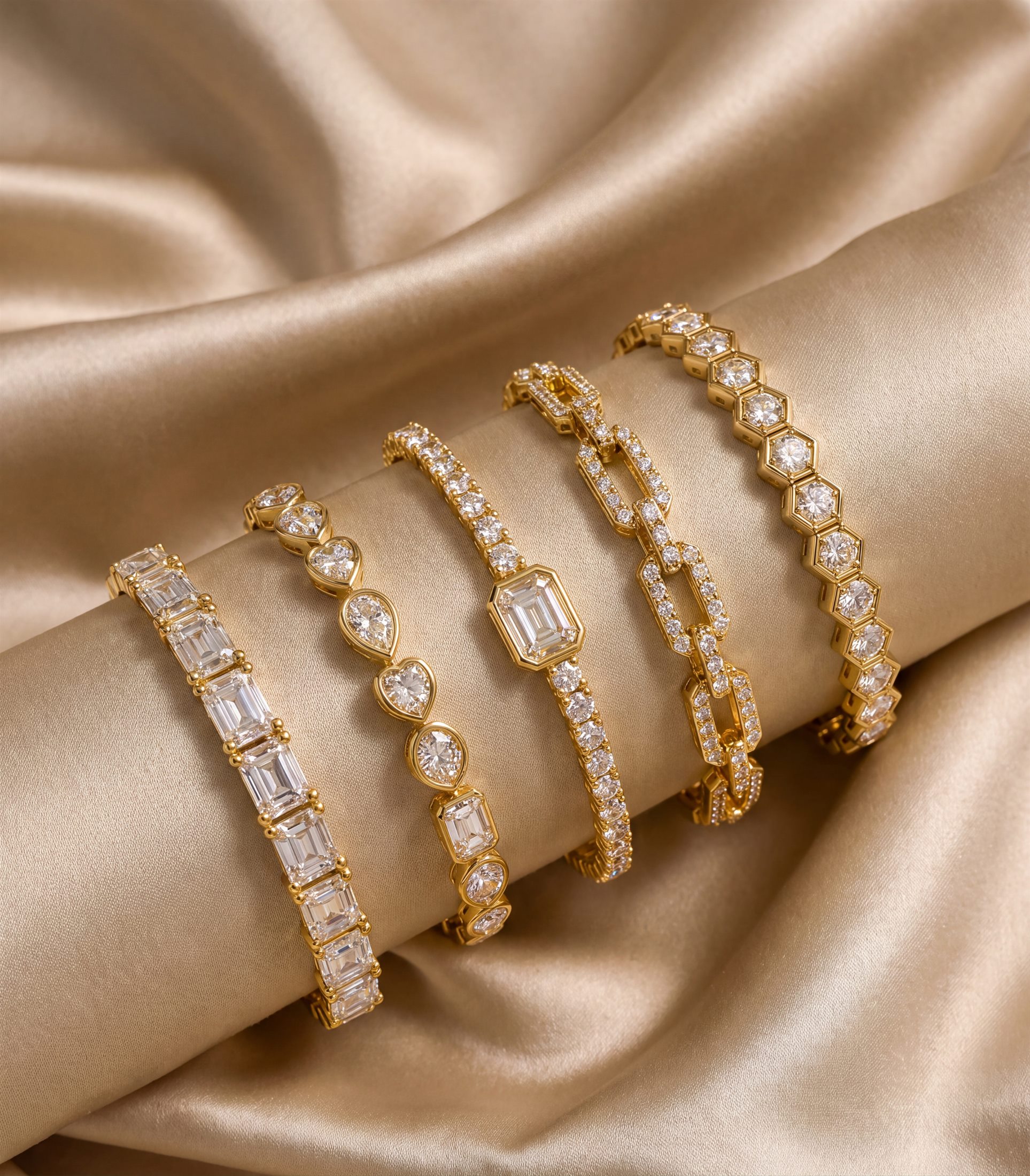 Diamond bracelets on display